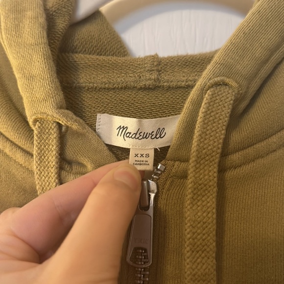 Madewell Sweatshirt Quarter Zip, Size XXS, Olive green color - Picture 2 of 2